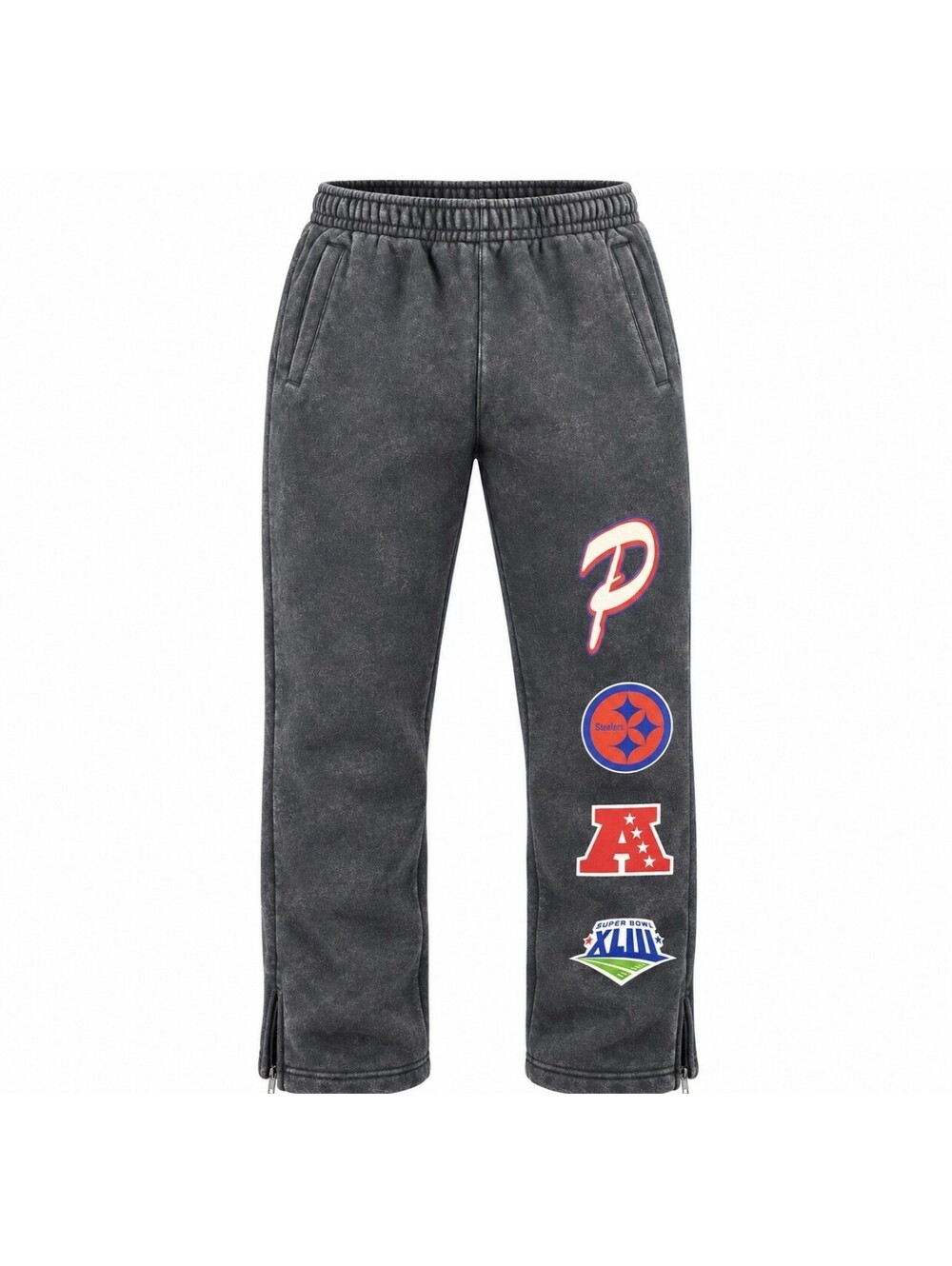 Pittsburgh Steelers Super Bowl XLIII Men’s XL Charcoal Gray Distressed Joggers